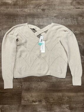 Pinque Dareen Lattice Back Pointelle Sweater NWT Size Medium